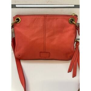 FOSSIL ORANGE PEBBLED LEATHER SMALL WOMENS CROSSBODY BAG